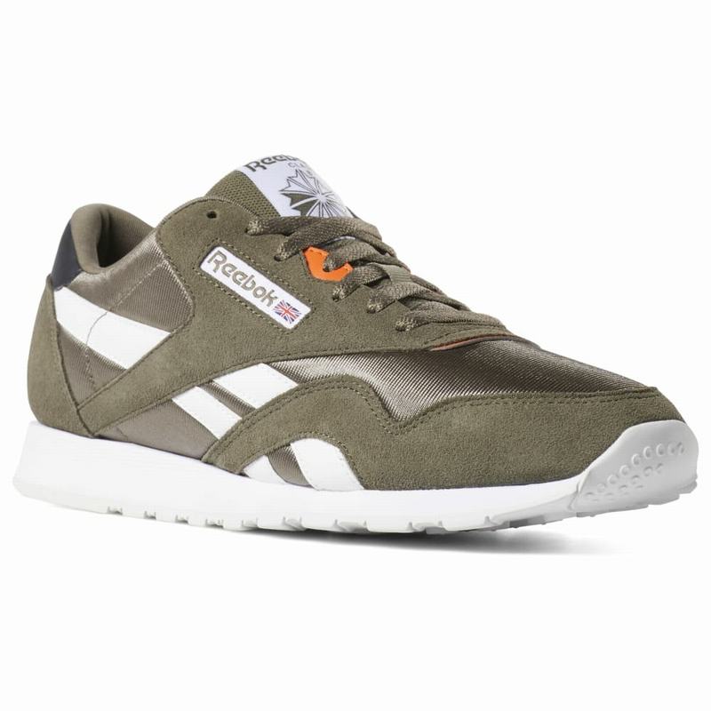 Tenisi Reebok Classic Nylon Barbati Verzi/Gri/Albi/Portocalii Romania NU4742OK